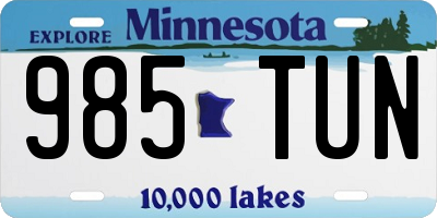 MN license plate 985TUN