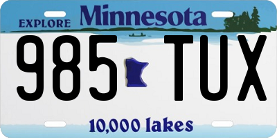 MN license plate 985TUX