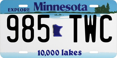 MN license plate 985TWC
