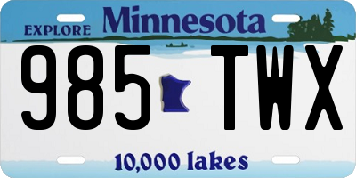 MN license plate 985TWX