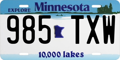 MN license plate 985TXW