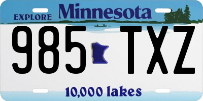 MN license plate 985TXZ