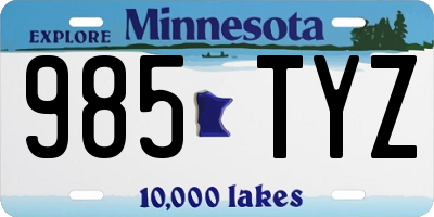 MN license plate 985TYZ