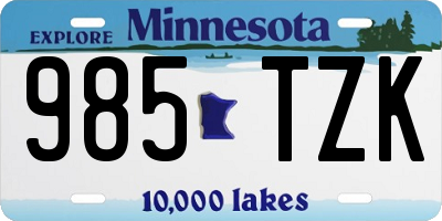 MN license plate 985TZK