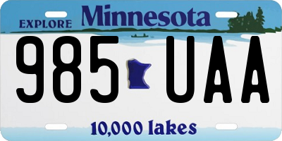 MN license plate 985UAA