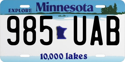 MN license plate 985UAB