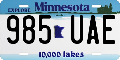 MN license plate 985UAE