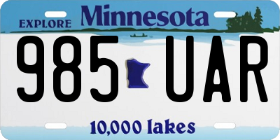 MN license plate 985UAR