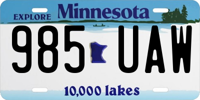 MN license plate 985UAW