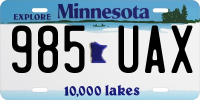 MN license plate 985UAX