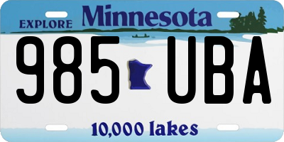 MN license plate 985UBA