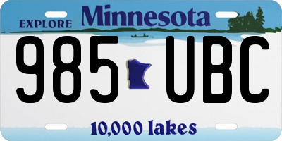MN license plate 985UBC