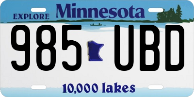 MN license plate 985UBD