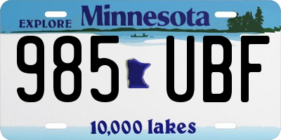 MN license plate 985UBF