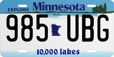 MN license plate 985UBG