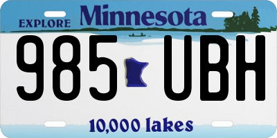 MN license plate 985UBH