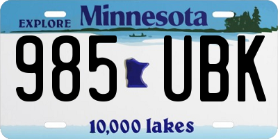 MN license plate 985UBK