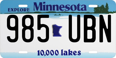 MN license plate 985UBN