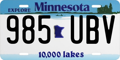 MN license plate 985UBV
