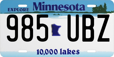 MN license plate 985UBZ