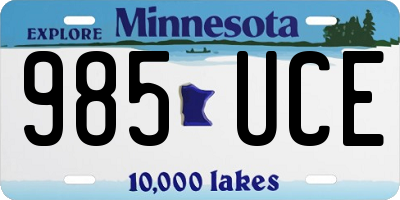 MN license plate 985UCE