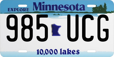 MN license plate 985UCG