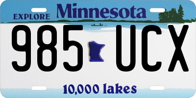 MN license plate 985UCX