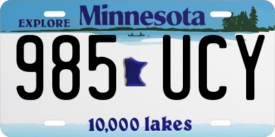 MN license plate 985UCY
