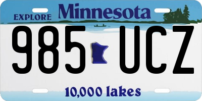 MN license plate 985UCZ