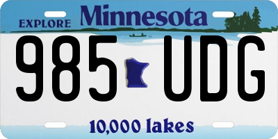 MN license plate 985UDG