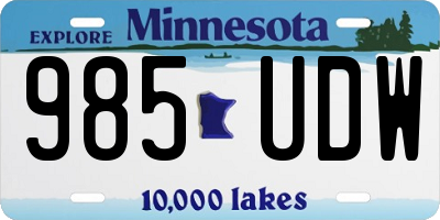 MN license plate 985UDW