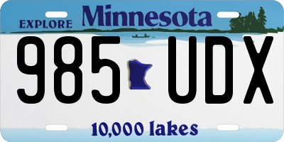 MN license plate 985UDX