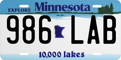 MN license plate 986LAB