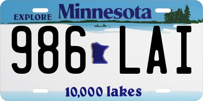 MN license plate 986LAI