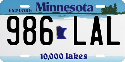 MN license plate 986LAL