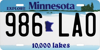 MN license plate 986LAO