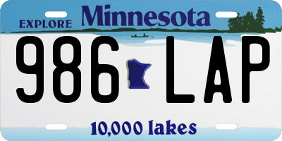 MN license plate 986LAP