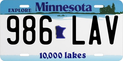 MN license plate 986LAV