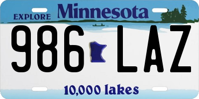 MN license plate 986LAZ