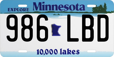 MN license plate 986LBD