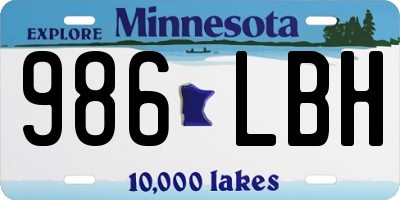 MN license plate 986LBH