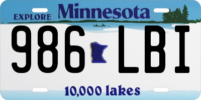 MN license plate 986LBI