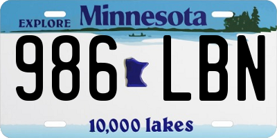 MN license plate 986LBN