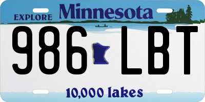 MN license plate 986LBT