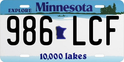 MN license plate 986LCF