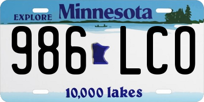 MN license plate 986LCO