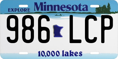 MN license plate 986LCP