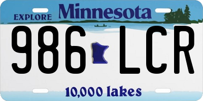 MN license plate 986LCR