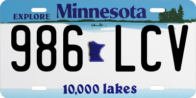 MN license plate 986LCV