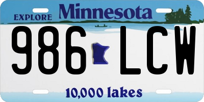 MN license plate 986LCW